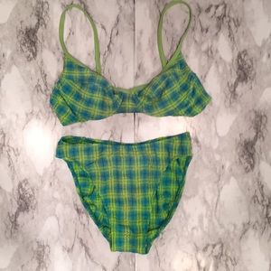 Vintage high waisted plaid bikini